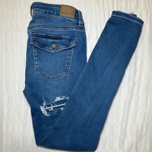 American Eagle Outfitters Distressed Blue Skinny Jeans